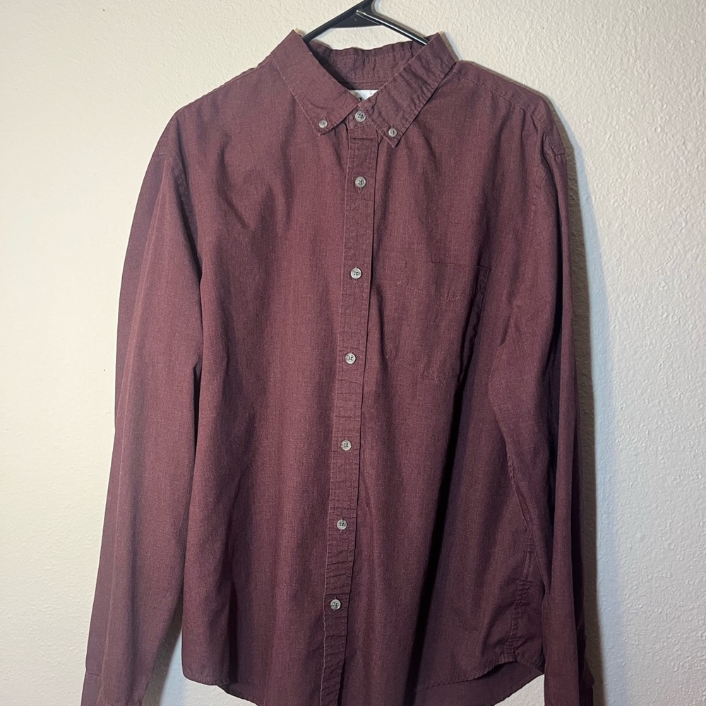 Old Navy Men's Burgundy Button-Up Shirt - XL